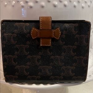 Celine Black and Brown Monogram Wallet